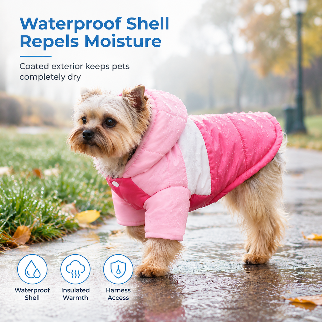 🐶 Warme & wasserdichte Winterjacke mit Kapuze für Hunde – schützt vor Kälte, Regen & Schnee