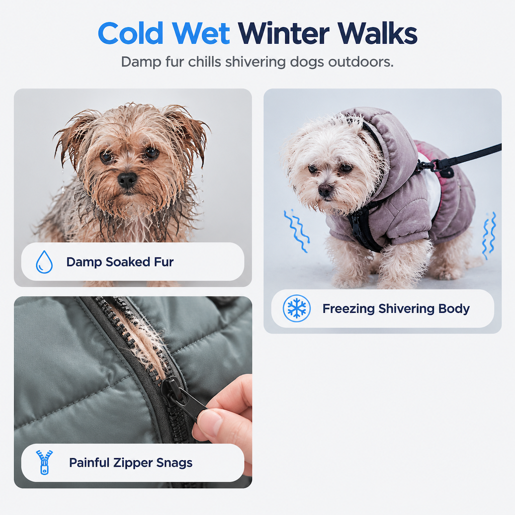 🐶 Warme & wasserdichte Winterjacke mit Kapuze für Hunde – schützt vor Kälte, Regen & Schnee
