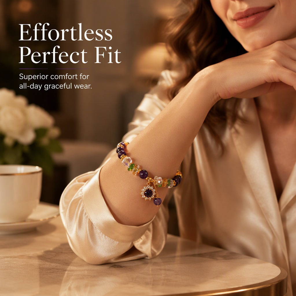 💜Amethyst-Armband mit Zirkonia-Stern – Glück & Wohlstand, elegant & vielseitig
