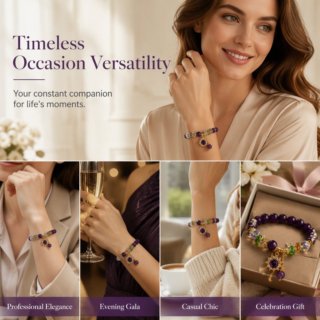 💜Amethyst-Armband mit Zirkonia-Stern – Glück & Wohlstand, elegant & vielseitig