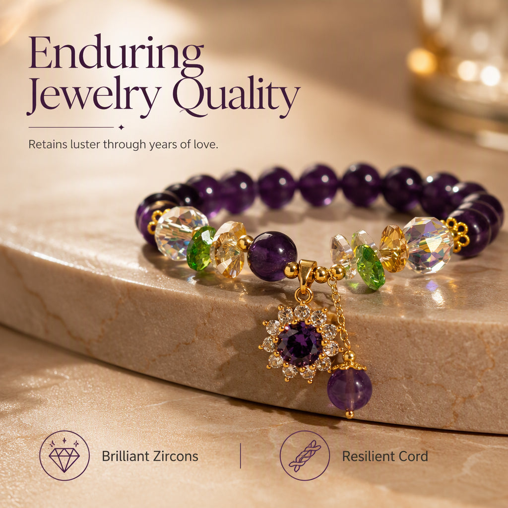 💜Amethyst-Armband mit Zirkonia-Stern – Glück & Wohlstand, elegant & vielseitig