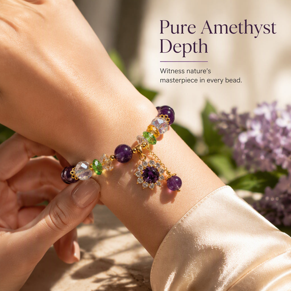 💜Amethyst-Armband mit Zirkonia-Stern – Glück & Wohlstand, elegant & vielseitig