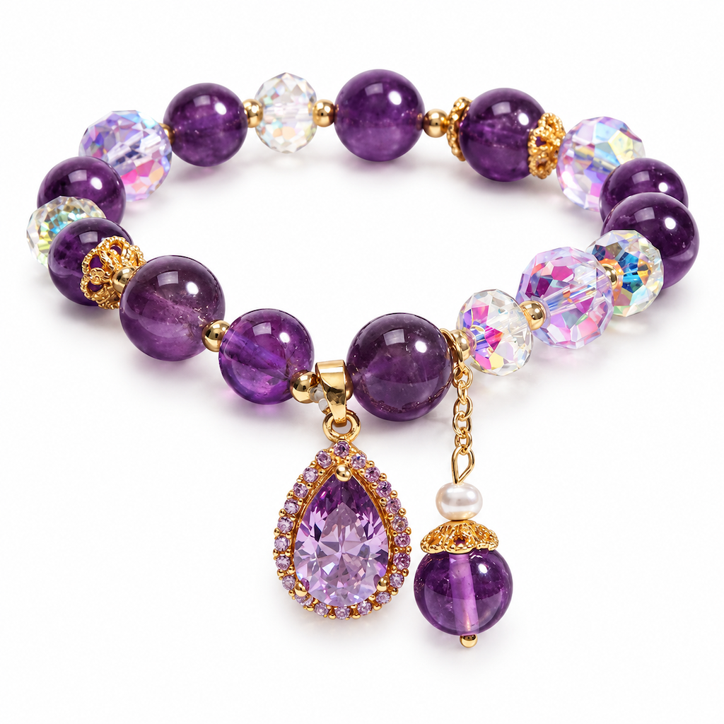 💜Amethyst-Armband mit Zirkonia-Stern – Glück & Wohlstand, elegant & vielseitig
