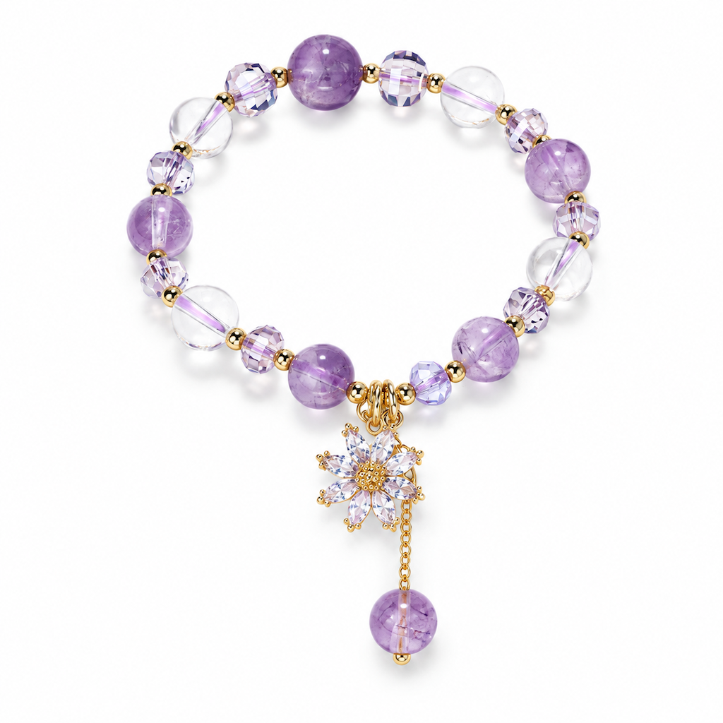 💜Amethyst-Armband mit Zirkonia-Stern – Glück & Wohlstand, elegant & vielseitig