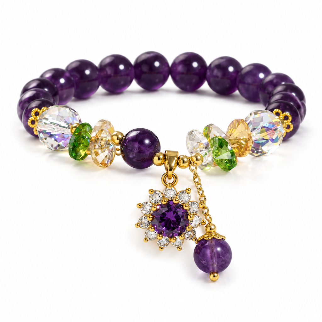 💜Amethyst-Armband mit Zirkonia-Stern – Glück & Wohlstand, elegant & vielseitig