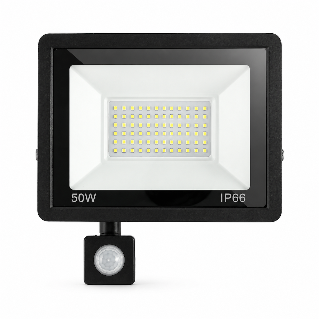 💡 50W LED-Außenstrahler mit PIR-Bewegungsmelder & Fernbedienung – IP66 wasserdicht, Aluminium, für Hof & Garten