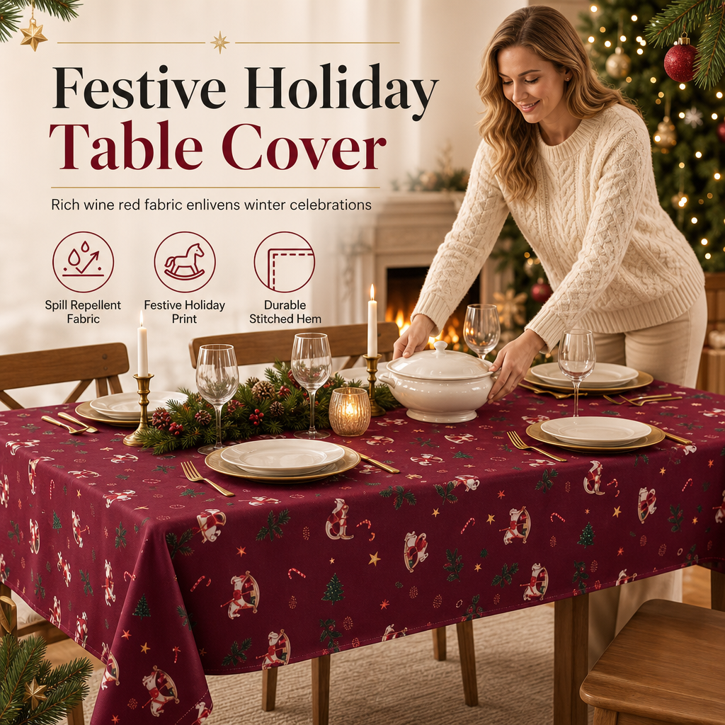 🎄 Bedruckte Weihnachts-Tischdecke – festliche Deko für Party, Familie & Zuhause