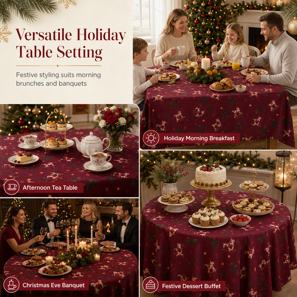 🎄 Bedruckte Weihnachts-Tischdecke – festliche Deko für Party, Familie & Zuhause