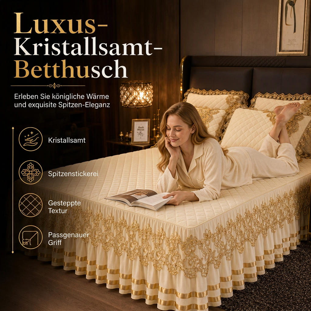 ❄️ 50% RABATT! 🛏️ Bettvolant mit Spitze aus gepolstertem Fleece – verdickt, rutschfest & als Matratzenschoner