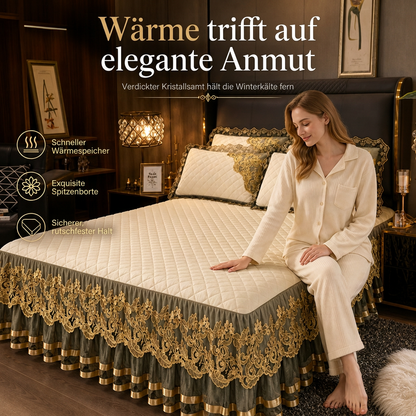 ❄️ 50% RABATT! 🛏️ Bettvolant mit Spitze aus gepolstertem Fleece – verdickt, rutschfest & als Matratzenschoner