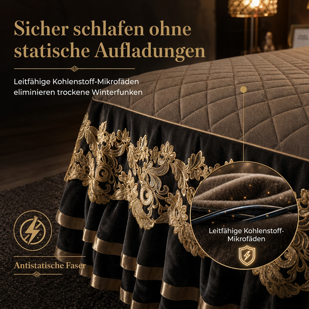 ❄️ 50% RABATT! 🛏️ Bettvolant mit Spitze aus gepolstertem Fleece – verdickt, rutschfest & als Matratzenschoner