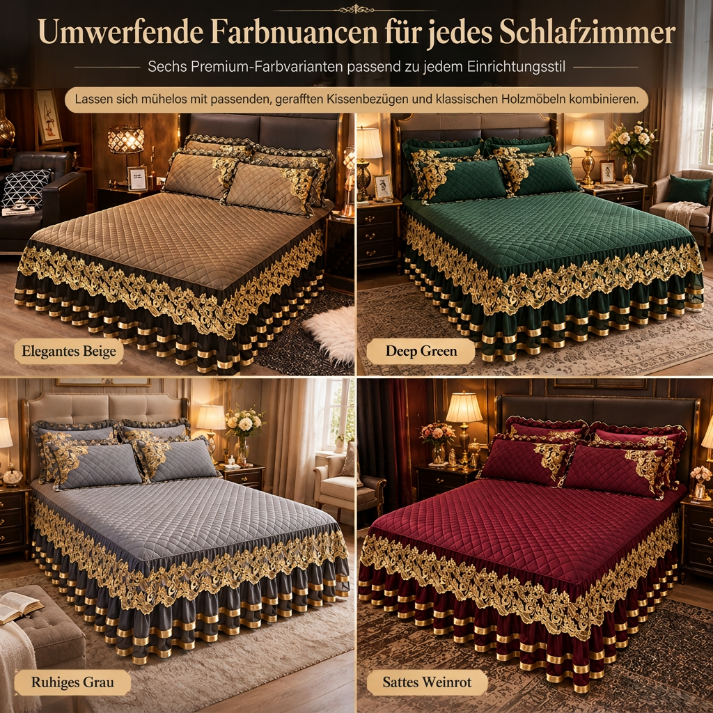 ❄️ 50% RABATT! 🛏️ Bettvolant mit Spitze aus gepolstertem Fleece – verdickt, rutschfest & als Matratzenschoner