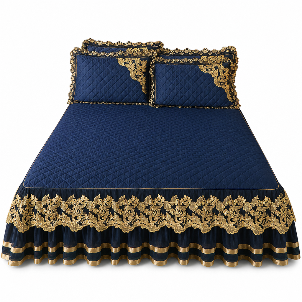 ❄️ 50% RABATT! 🛏️ Bettvolant mit Spitze aus gepolstertem Fleece – verdickt, rutschfest & als Matratzenschoner