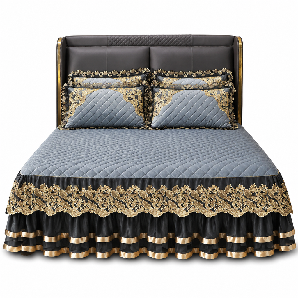 ❄️ 50% RABATT! 🛏️ Bettvolant mit Spitze aus gepolstertem Fleece – verdickt, rutschfest & als Matratzenschoner