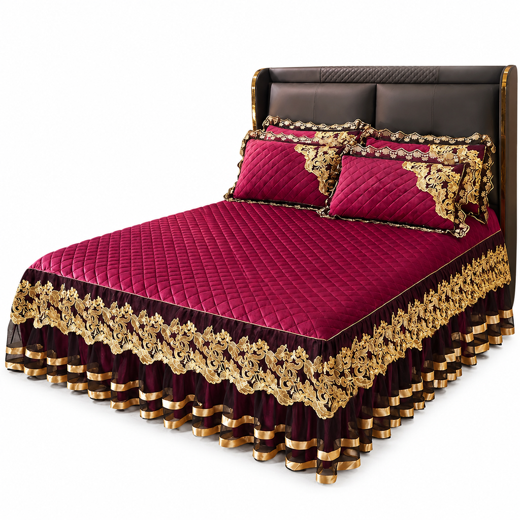 ❄️ 50% RABATT! 🛏️ Bettvolant mit Spitze aus gepolstertem Fleece – verdickt, rutschfest & als Matratzenschoner