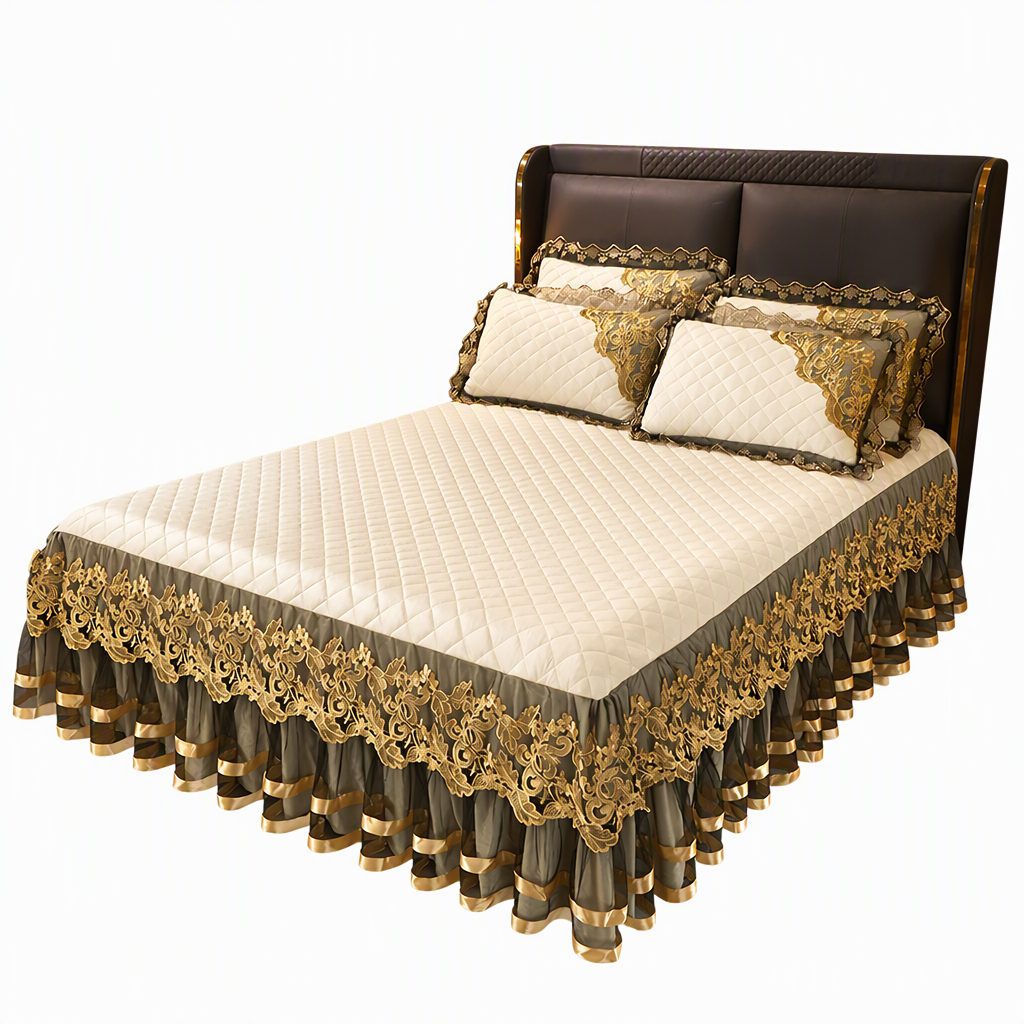 ❄️ 50% RABATT! 🛏️ Bettvolant mit Spitze aus gepolstertem Fleece – verdickt, rutschfest & als Matratzenschoner