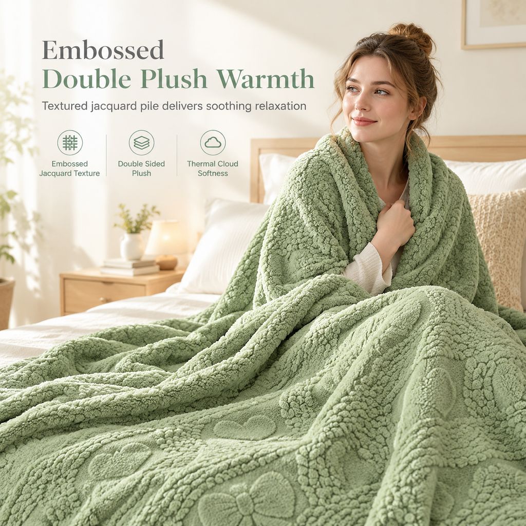 🎄50% RABATT! 🛋️ Weiche, hautfreundliche Doppelseiten-Jacquarddecke aus Baumwoll-Fleece – kuschelig für Sofa, Büro & Mittagsschlaf