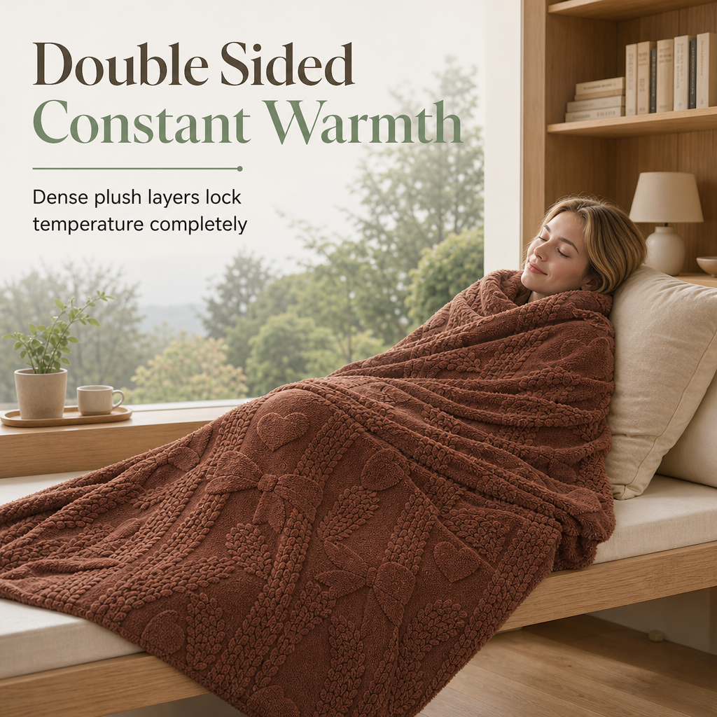 🎄50% RABATT! 🛋️ Weiche, hautfreundliche Doppelseiten-Jacquarddecke aus Baumwoll-Fleece – kuschelig für Sofa, Büro & Mittagsschlaf