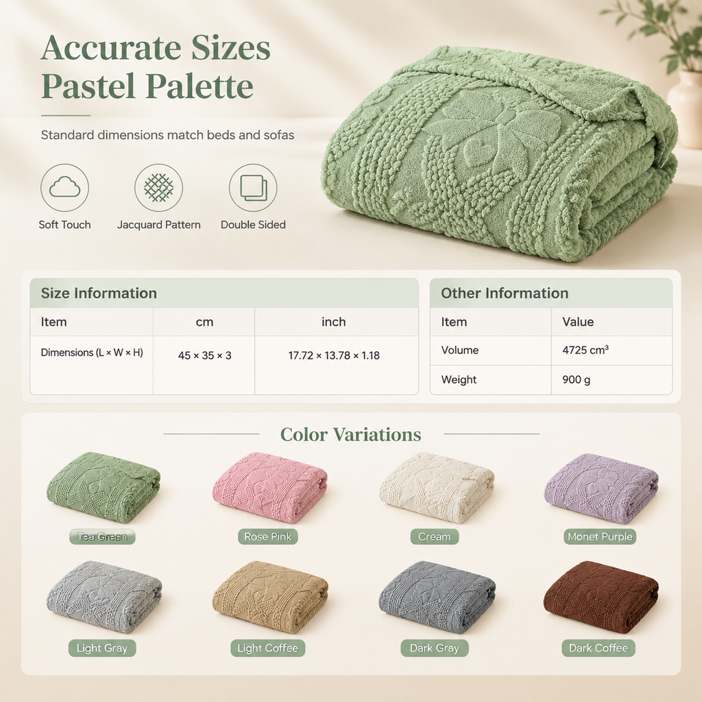 🎄50% RABATT! 🛋️ Weiche, hautfreundliche Doppelseiten-Jacquarddecke aus Baumwoll-Fleece – kuschelig für Sofa, Büro & Mittagsschlaf