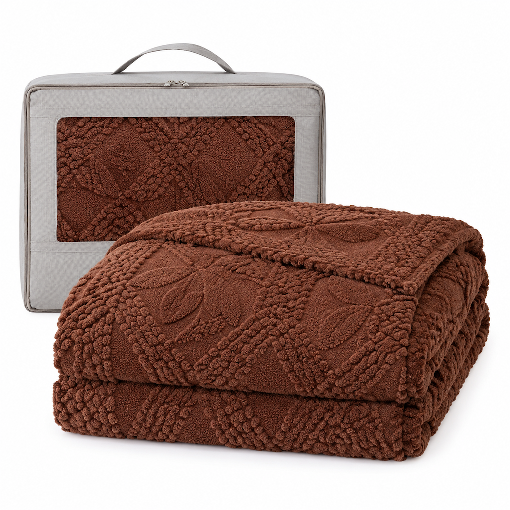 🎄50% RABATT! 🛋️ Weiche, hautfreundliche Doppelseiten-Jacquarddecke aus Baumwoll-Fleece – kuschelig für Sofa, Büro & Mittagsschlaf
