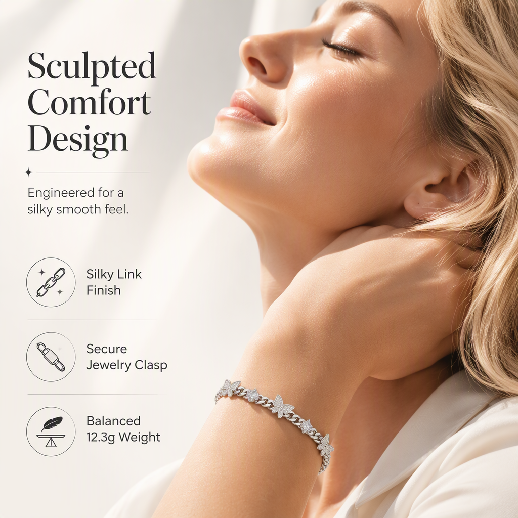 🦋✨ 50% RABATT! 💎 Silberne Panzerkette mit Zirkonia & Schmetterlings-Anhänger – funkelnd & robust für Damen