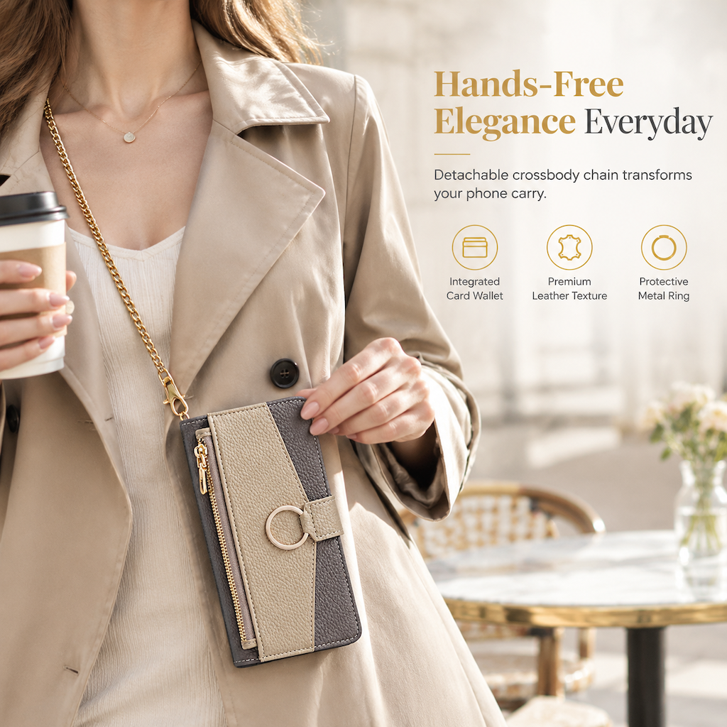 ✨ 50% RABATT! 📱 PU-Leder Flip-Hülle mit Kartenfächern, Standfunktion & Trageband – praktische Handyhülle