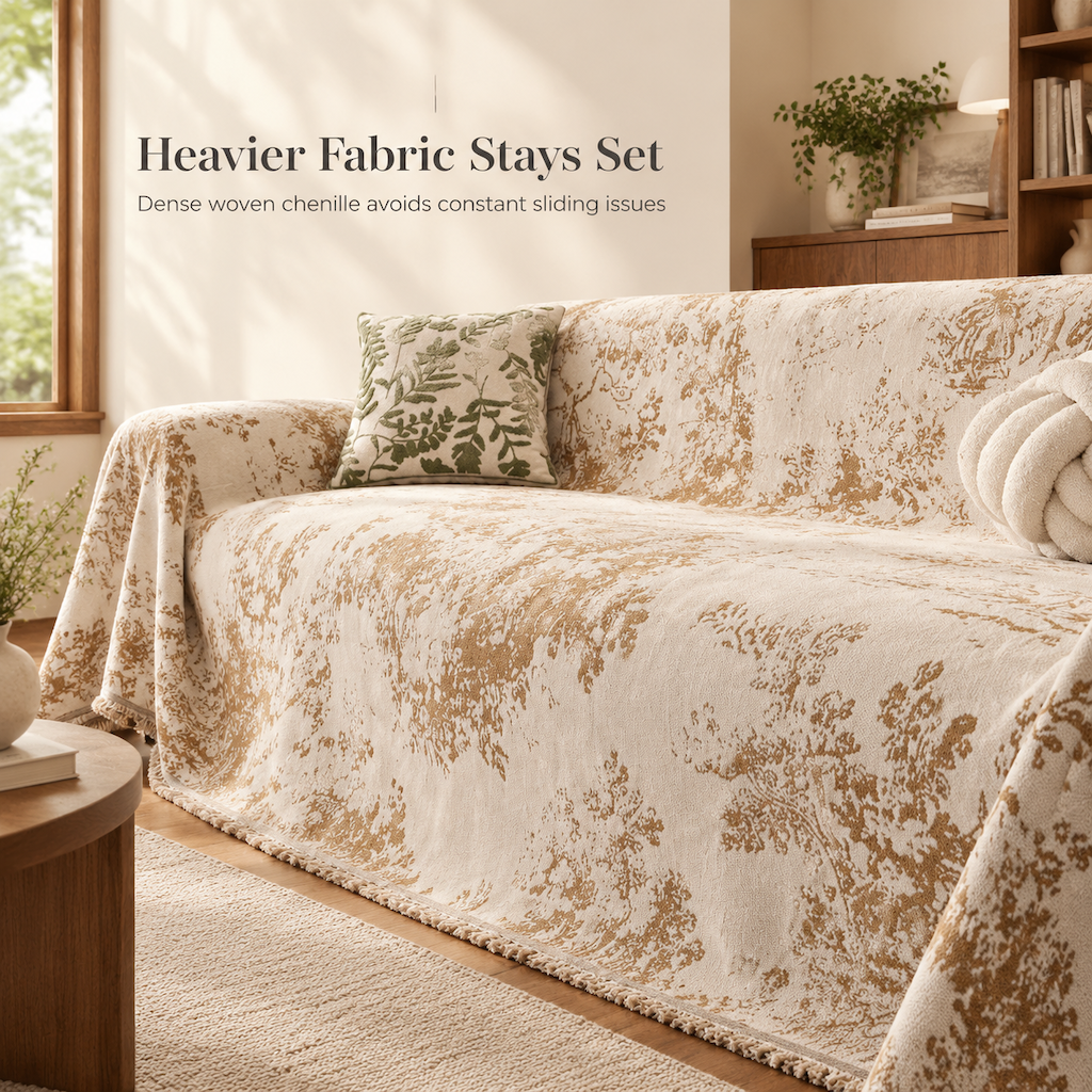 50% RABATT! 🛋️ Kratzfester Chenille-Sofaüberwurf – französischer Stil, rutschfest & haustierfreundlich