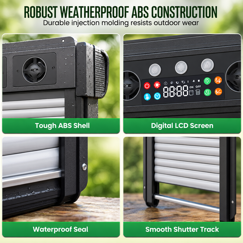 🛡️ 50% RABATT! 🐔 Solarbetriebene automatische Hühnertür mit Fernbedienung & Einklemmschutz – Rolltor für Stall & Auslauf