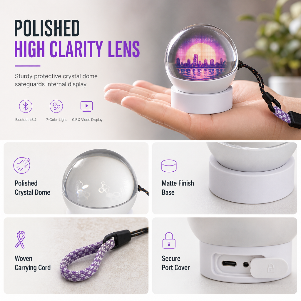 50% RABATT! 🔮 Transparenter Kristallkugel-Bluetooth-Lautsprecher mit Digitaldisplay – für Video- & GIF-Wiedergabe