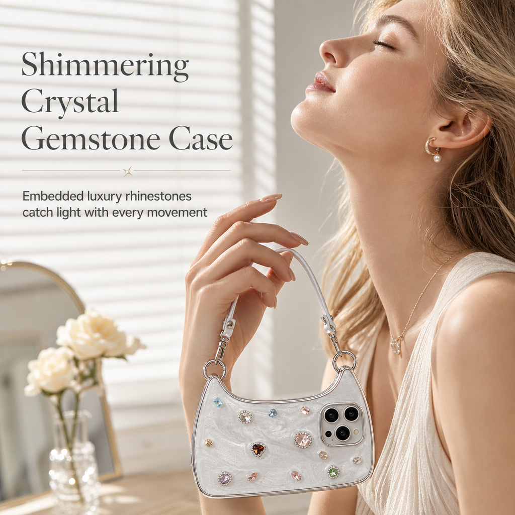 💎 50% RABATT! 📱 Glitzernde Handyhülle mit Strasssteinen & Tragegriff – im Taschen-Design für iPhone
