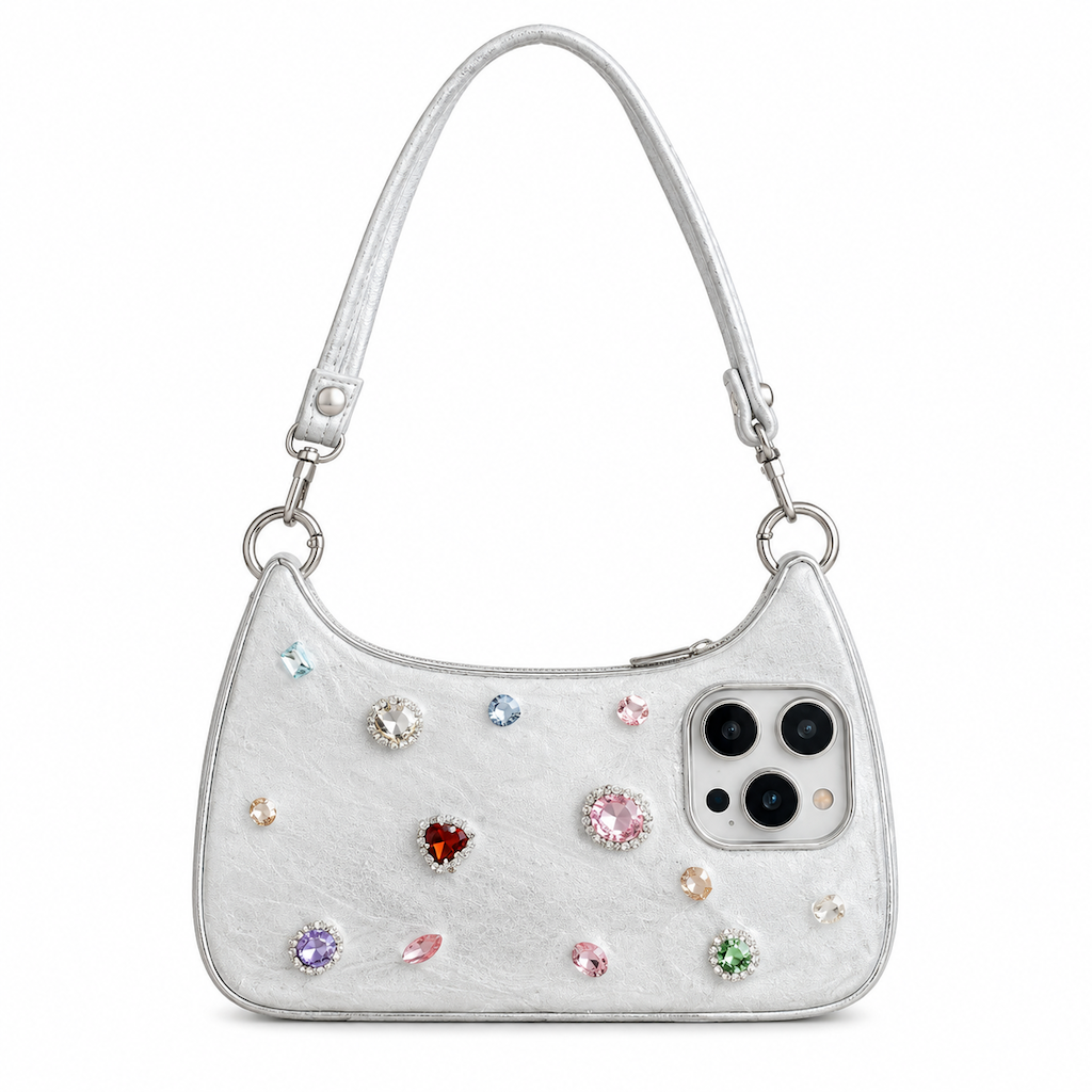 💎 50% RABATT! 📱 Glitzernde Handyhülle mit Strasssteinen & Tragegriff – im Taschen-Design für iPhone