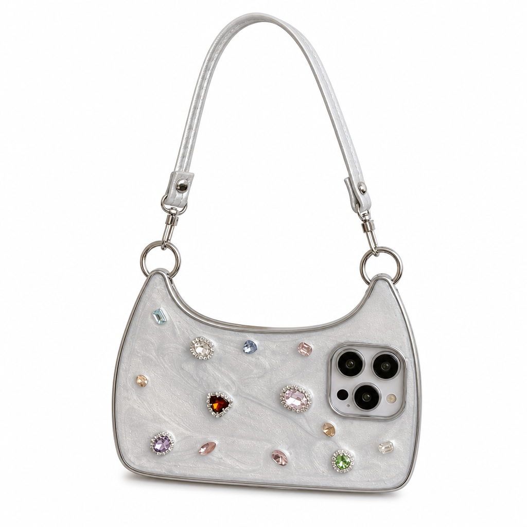💎 50% RABATT! 📱 Glitzernde Handyhülle mit Strasssteinen & Tragegriff – im Taschen-Design für iPhone