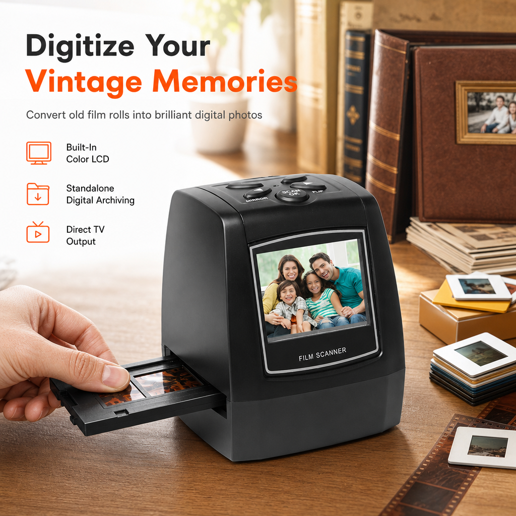 50% RABATT! 📸 Tragbarer Filmscanner mit 2,36-Zoll-LCD – digitalisiert Negative & Dias direkt auf SD-Karte