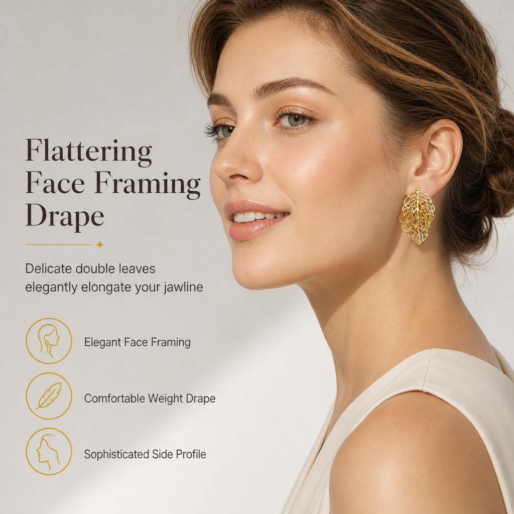 ✨ 50% RABATT! 💎 Goldfarbene filigrane Ohrringe mit Blatt-Design – luftiges Cut-out-Muster, elegant & leicht