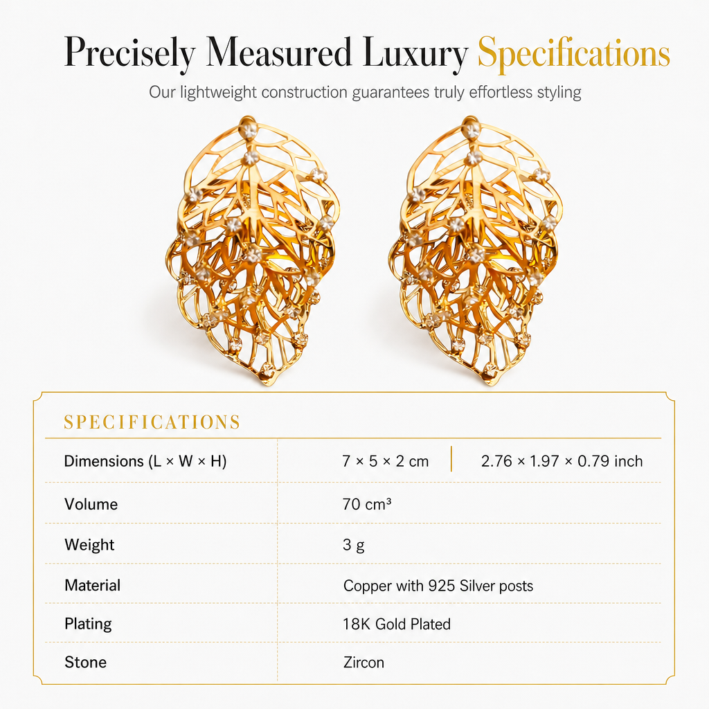 ✨ 50% RABATT! 💎 Goldfarbene filigrane Ohrringe mit Blatt-Design – luftiges Cut-out-Muster, elegant & leicht