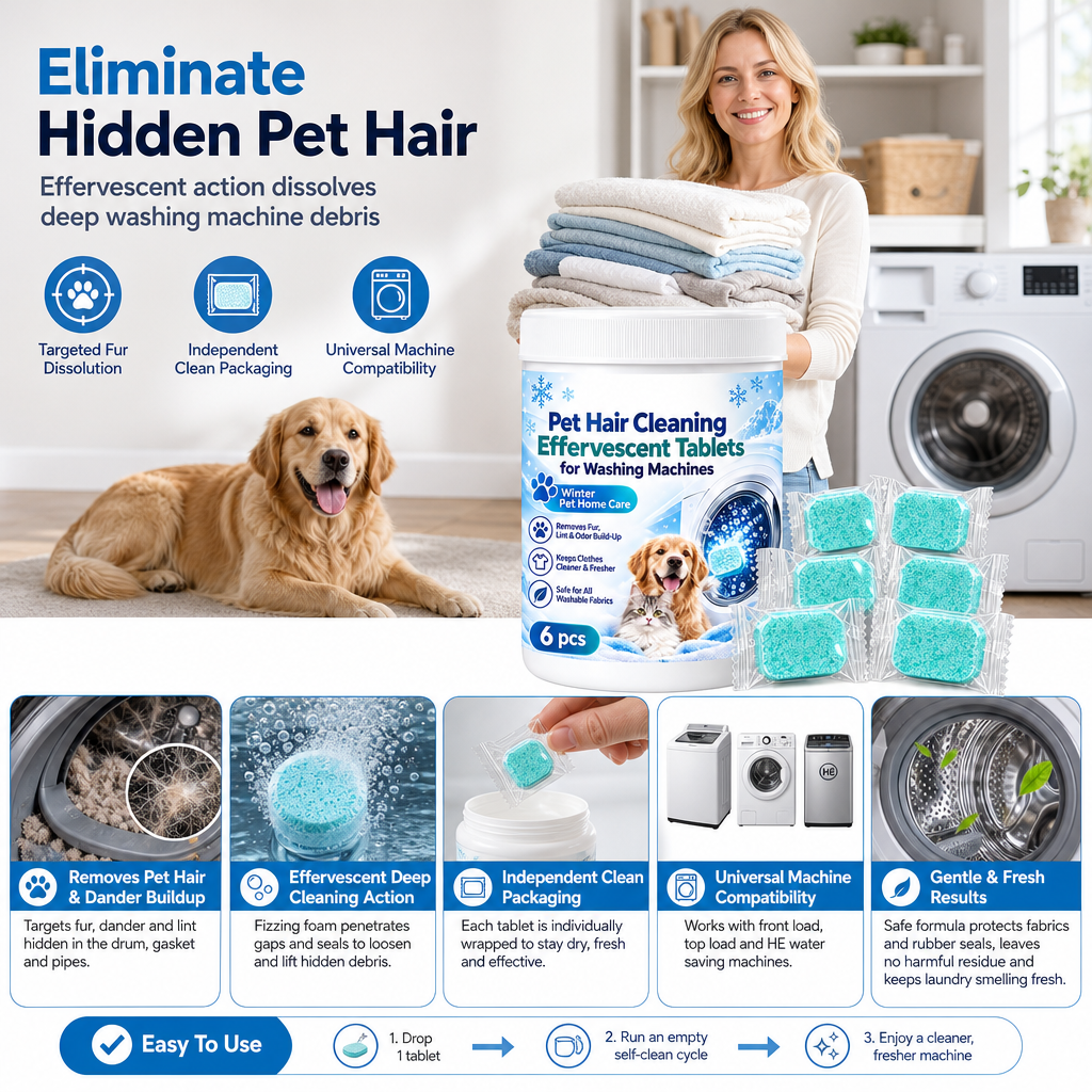 🧼 50% RABATT! 🐾 Waschmaschinenreiniger für Tierhaushalte – löst Tierhaare & Gerüche, 6 Tabs