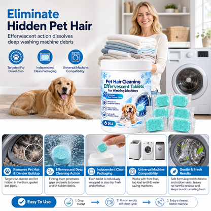 🧼 50% RABATT! 🐾 Waschmaschinenreiniger für Tierhaushalte – löst Tierhaare & Gerüche, 6 Tabs