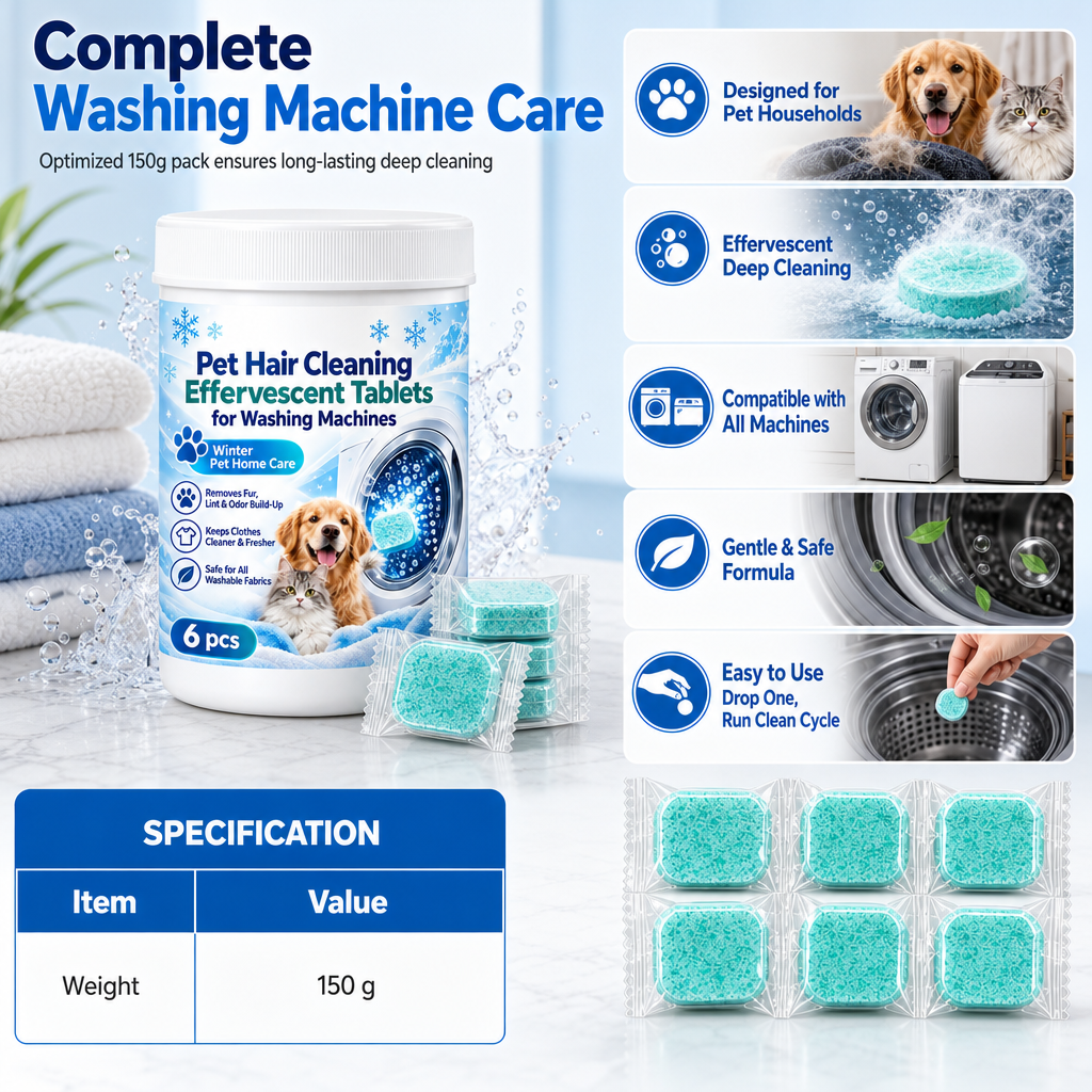 🧼 50% RABATT! 🐾 Waschmaschinenreiniger für Tierhaushalte – löst Tierhaare & Gerüche, 6 Tabs