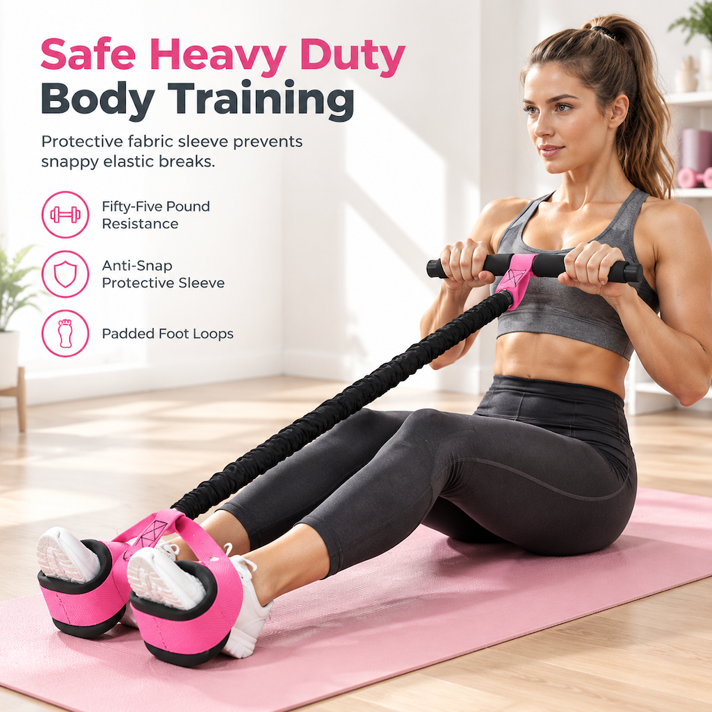 50% RABATT! 🏋️ Pedal-Widerstandsband 55 lbs – elastisches Zugseil für Bauch, Beine & Po, ideal für Zuhause