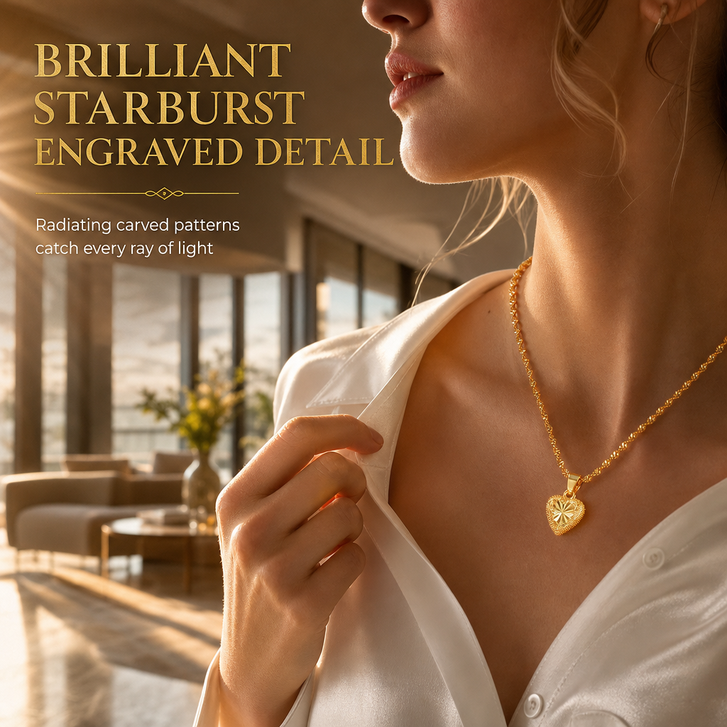 50% RABATT! 💛 Retro Herz-Halskette aus Kupferlegierung – goldfarben, elegante Clavicle-Kette für Damen