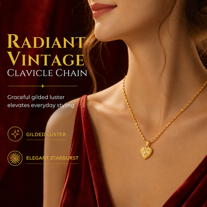 50% RABATT! 💛 Retro Herz-Halskette aus Kupferlegierung – goldfarben, elegante Clavicle-Kette für Damen
