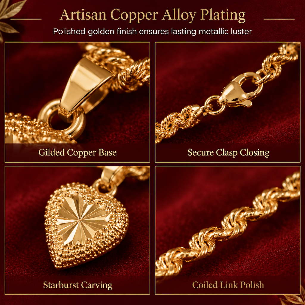 50% RABATT! 💛 Retro Herz-Halskette aus Kupferlegierung – goldfarben, elegante Clavicle-Kette für Damen