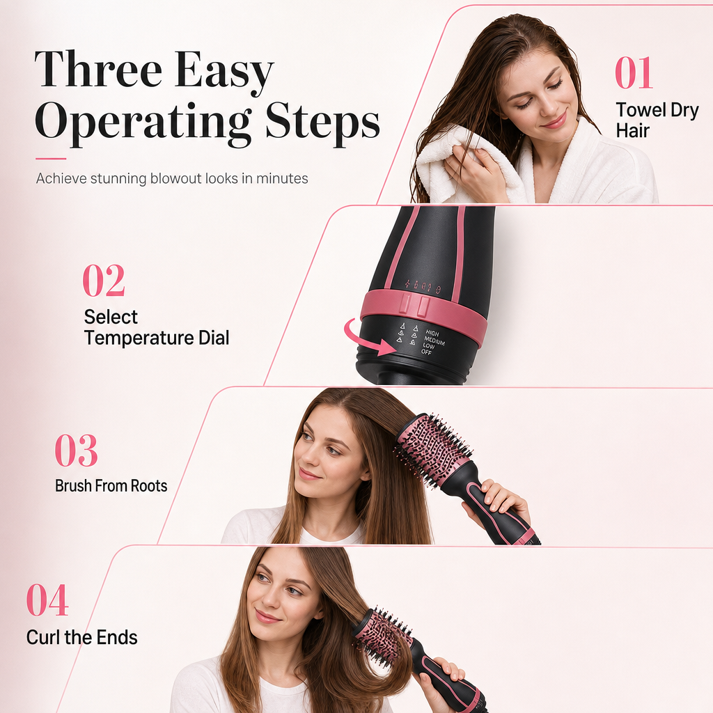 50% RABATT! 💇‍♀️ Warmluftbürste für nasses & trockenes Haar – Föhnbürste zum Trocknen & Stylen