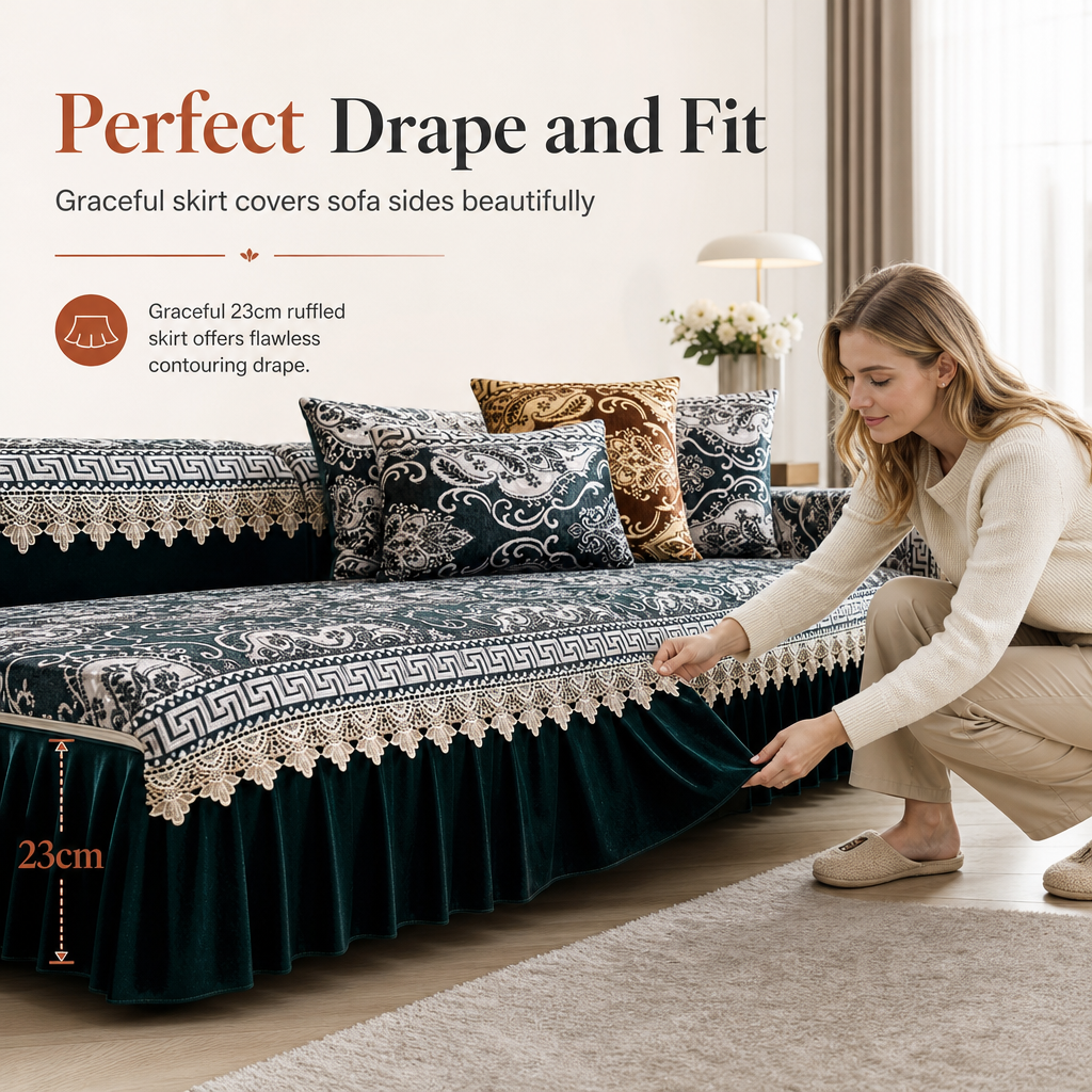 50% RABATT! 🛋️ Sofakissen mit europäischem Blumenmuster & Volant – romantisch & dekorativ für Couch & Sessel