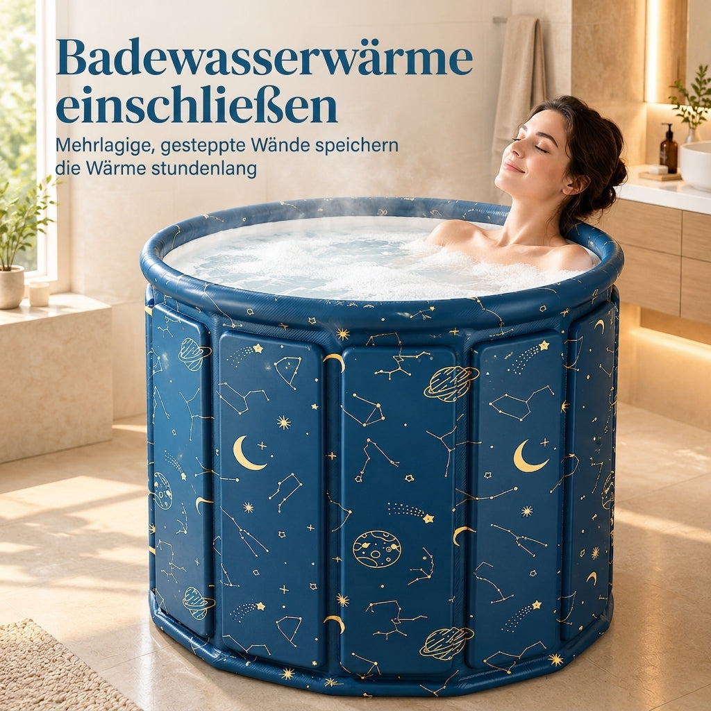✨ 50% RABATT! 🛁 Faltbare Badewanne für Erwachsene – groß, wärmeisolierend & mit Kissen & Ablaufschlauch