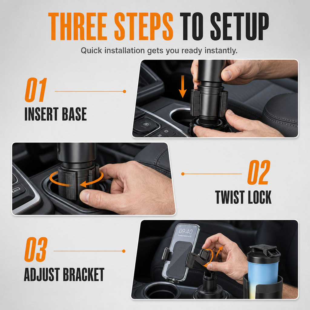 📢 50% RABATT! 🚗 2-in-1 Auto-Getränkehalter & Handyhalterung – erweiterbare Basis & drehbare Halterung