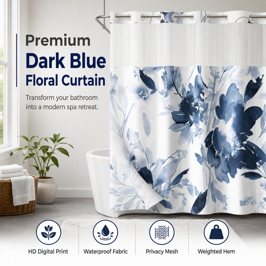 🚿 50% RABATT! 🌸 Wasserdichter Duschvorhang mit Blumenmuster – pflegeleicht & schnell trocknend