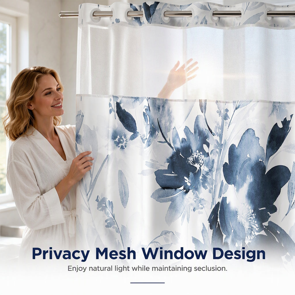 🚿 50% RABATT! 🌸 Wasserdichter Duschvorhang mit Blumenmuster – pflegeleicht & schnell trocknend