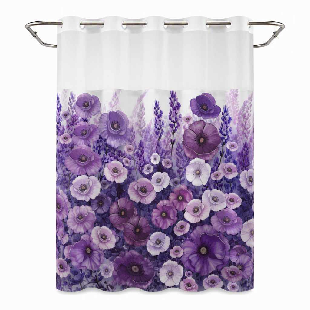 🚿 50% RABATT! 🌸 Wasserdichter Duschvorhang mit Blumenmuster – pflegeleicht & schnell trocknend