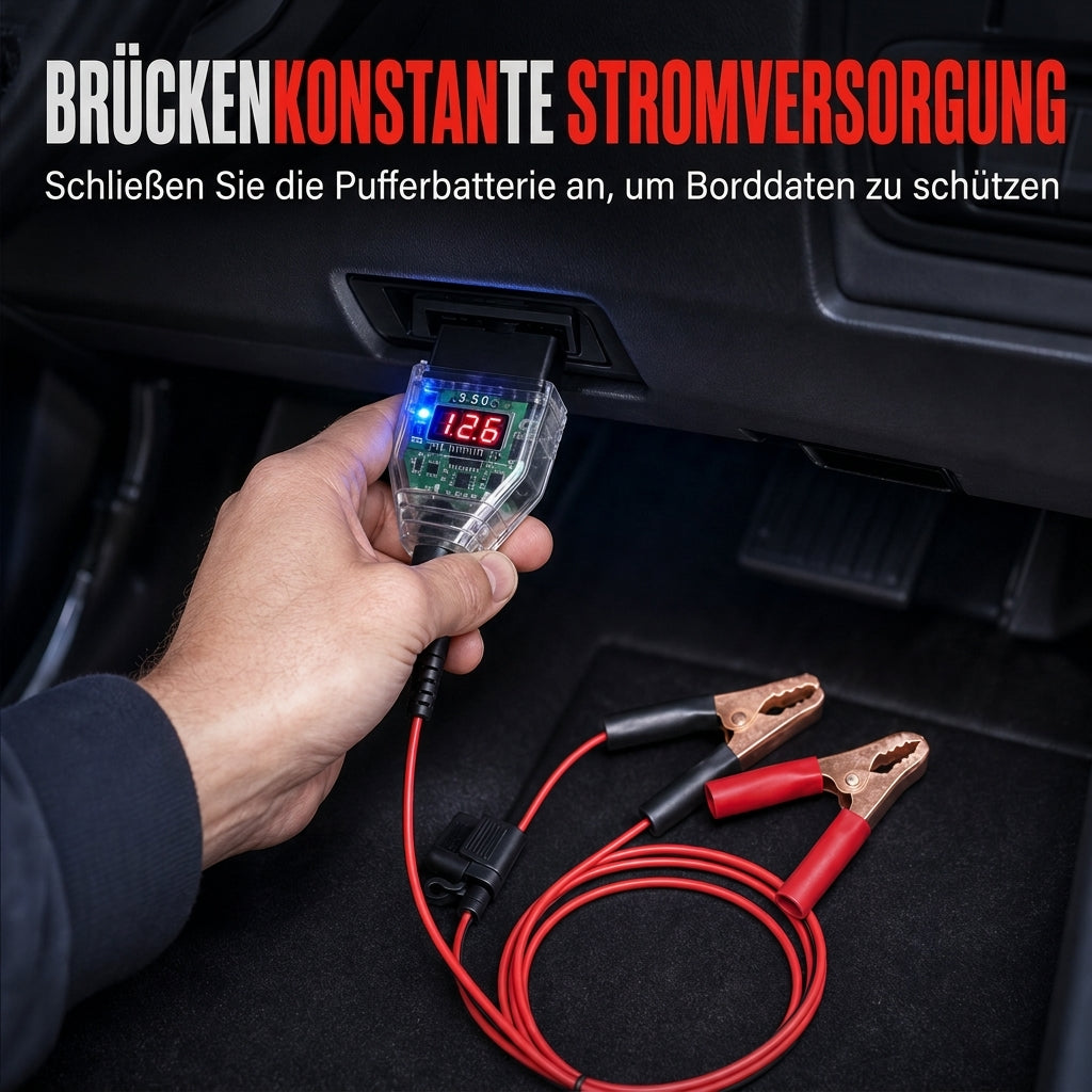 🚗 50% RABATT! 🔋 OBDII 12V Speicher-Backup – Mit Spannungsanzeige ✨